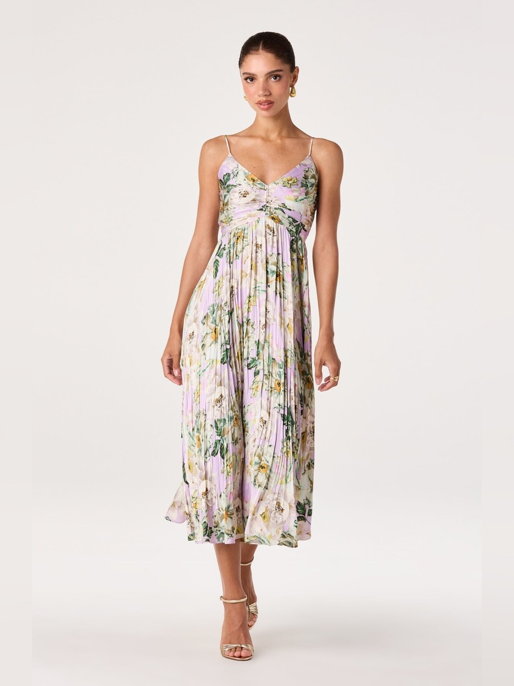 ASTR The Label Maeve Pleated Mido Dress Size XS Lavender